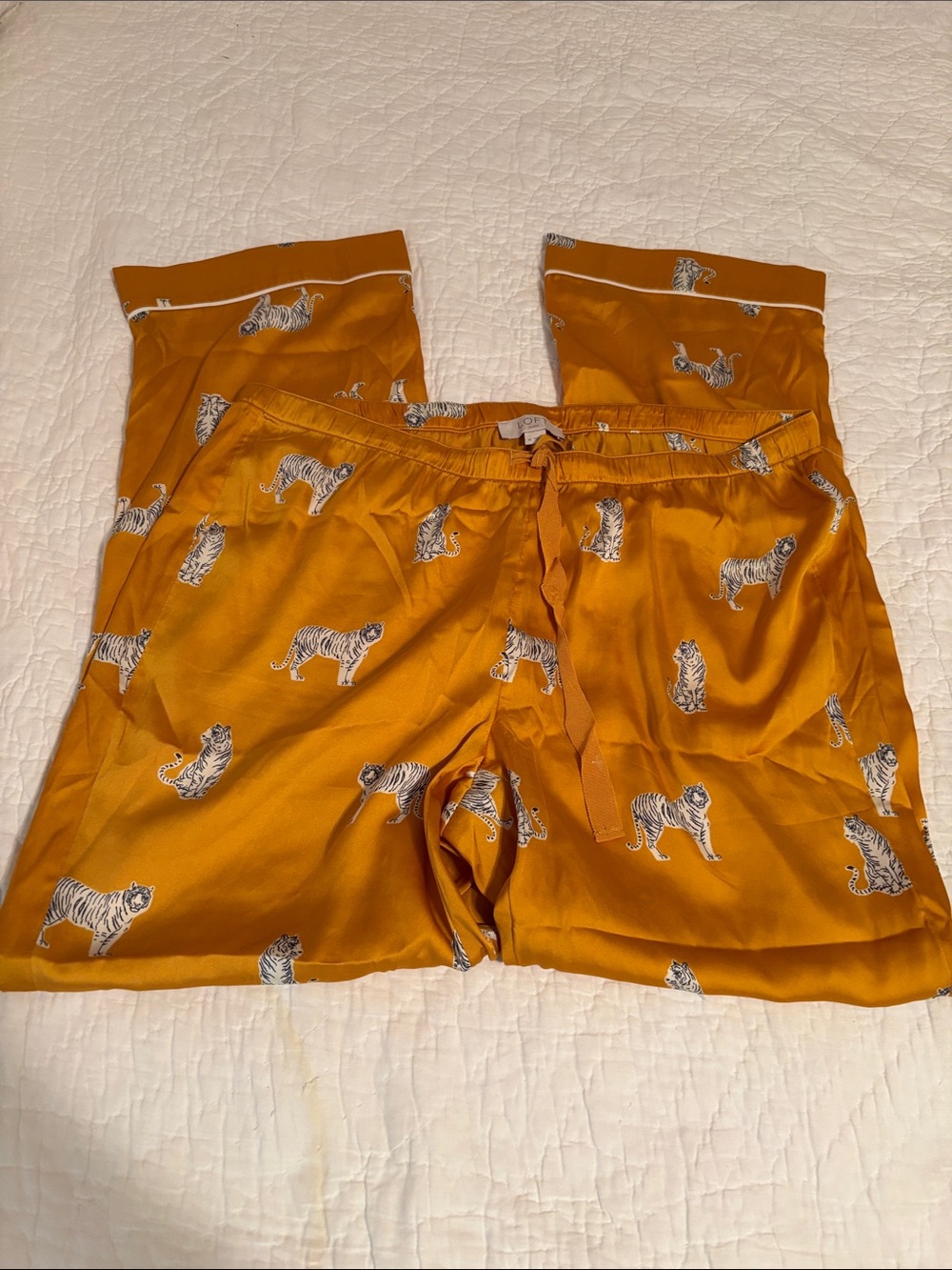 LOFT Mustard Tiger Print Satin Pajama Pants‎